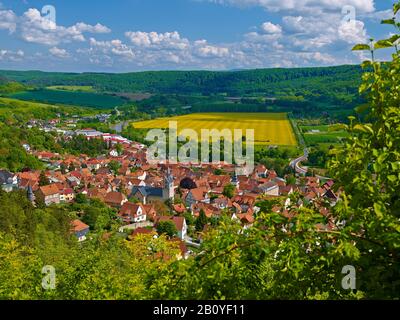 View of Treffurt in the Werra Valley, Wartburg District, Thuringia, Germany, Stock Photo