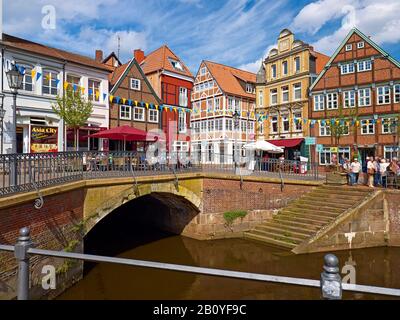 Houses at the Hanseatic port of the Hanseatic city of Stade, Lower Saxony, Germany,