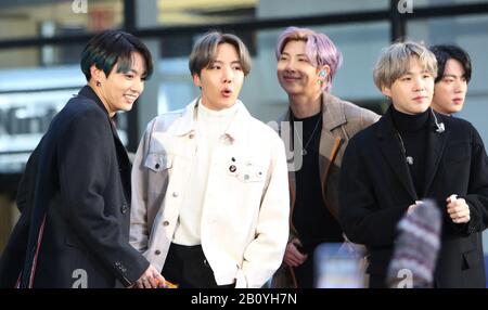 New York, New York, USA. 21st Feb, 2020. February 21, 2020 BTS live interview on Today Show at Rock Plaza in NewYork.February 21, 2020. Credit:RW/MediaPunch Credit: MediaPunch Inc/Alamy Live News Stock Photo
