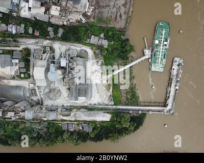 Kuching, Sarawak / Malaysia - February 21, 2020: The CMS Cement Industrial Plant and Factory at the Muara Tabuan area Stock Photo