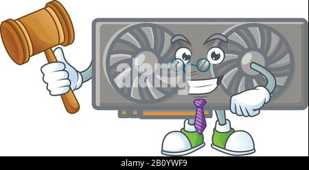 A wise Judge gaming VGA card in comic strip character design Stock Vector