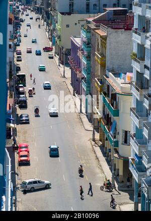 View from Hotel Deauville to the main street Galiano. Havana, Cuba Stock Photo