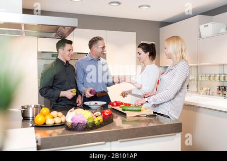 Cook gives a cooking class Stock Photo