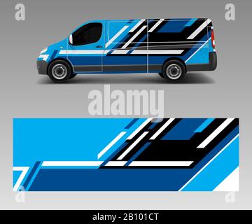 car graphic abstract stripe designs vector. abstract lines design concept for truck and vehicles van graphics vinyl wrap Stock Vector