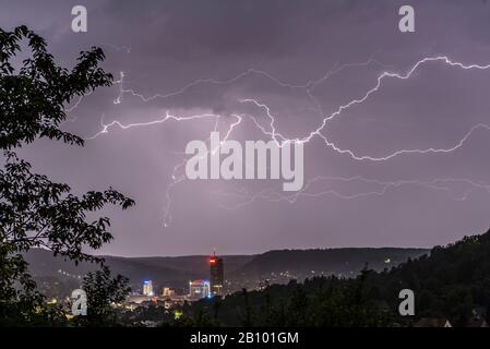 Thunderstorm over Jena, Thuringia, Germany Stock Photo