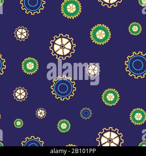Corporate Cogs randomly placed modern Cartoon style Gears seamless repeat vector surface pattern design surface pattern design Stock Vector