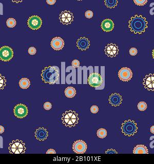 Mechanics, scattered cogs Modern Cartoon style Gears seamless repeat vector surface pattern design surface pattern design Stock Vector