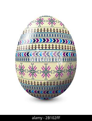 Painted egg celebrating Easter holiday, vector icon over white background Stock Vector