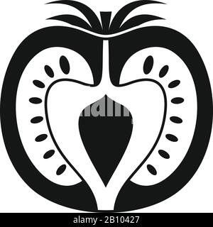 Half tomato icon. Simple illustration of half tomato vector icon for web design isolated on white background Stock Vector