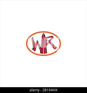 Initial letter wr or rw logo design template Stock Vector