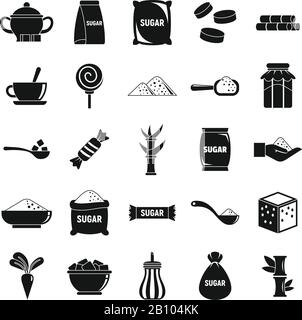 Sugar icons set. Simple set of sugar vector icons for web design on white background Stock Vector