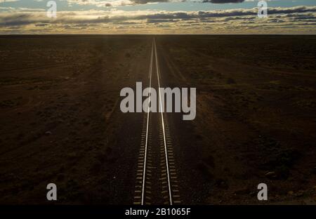 Railroad track in the Outback, Australia Stock Photo