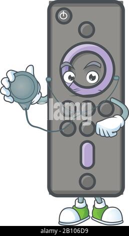 Remote control TV mascot icon design as a Doctor working costume with tools Stock Vector