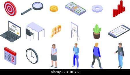 Account manager icons set, isometric style Stock Vector