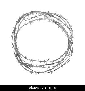 Bright hank of metal barbed wire on white Stock Vector