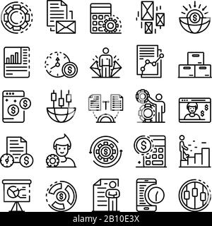 Estimator icons set, outline style Stock Vector