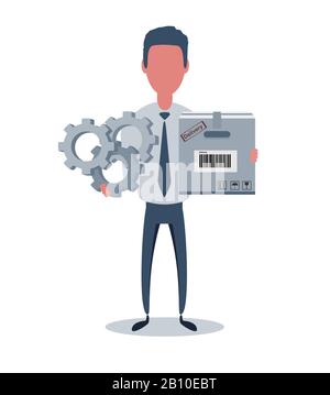 Post office male worker flat color vector illustration Stock Vector ...