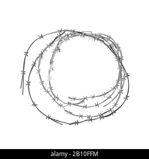 Tangled hank of metal barbed wire on white Stock Vector