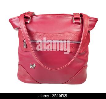 handmade red leather handbag isolated on white background Stock Photo
