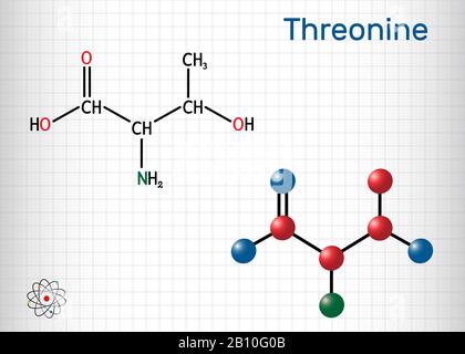 Threonine, L-Threonine, Thr, C4H9NO3 Essential Amino Acid Molecule ...