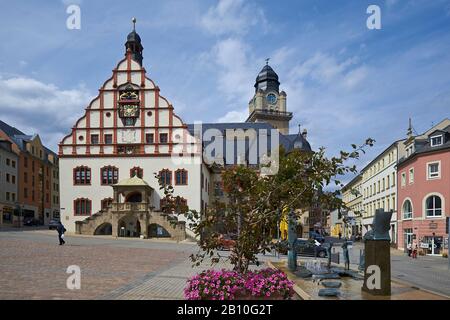 Town hall at the Altmarkt in Plauen, Vogtland, Saxony, Germany Stock Photo