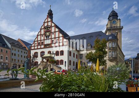 Town hall at the Altmarkt in Plauen, Vogtland, Saxony, Germany Stock Photo