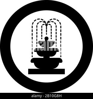 Fountain Tier of Water icon in circle round black color vector illustration flat style simple image Stock Vector