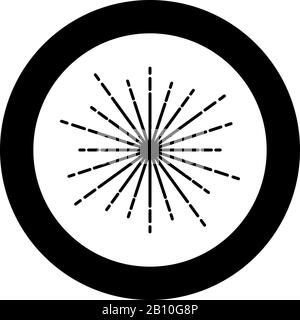 Sunburst Fireworks rays Radial ray Beam lines Sparkle Glaze Flare Starburst concentric radiance lines icon in circle round black color vector Stock Vector