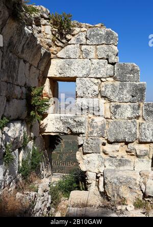 Lebanon: View from the remains of Beaufort crusader fort onto the Litani river valley and Mt Hermon. Stock Photo