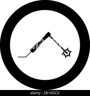 Welding process Spark from electrode with torch Work and tools concept icon in circle round black color vector illustration flat style simple image Stock Vector
