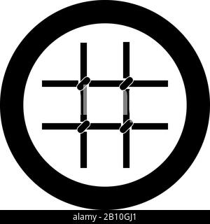 Prison bars Metal grid icon in circle round black color vector illustration flat style simple image Stock Vector