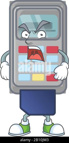 POS machine cartoon character design with angry face Stock Vector