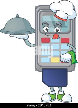 An icon of POS machine as a Chef with food on tray ready to serve Stock Vector