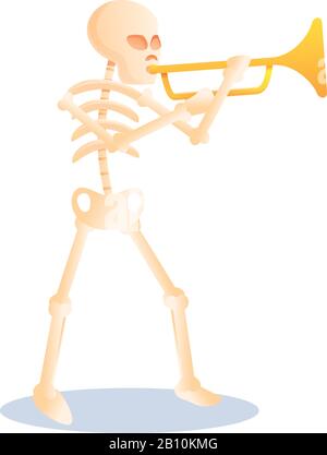 Skeleton playing trumpet icon. Cartoon of skeleton playing trumpet vector icon for web design isolated on white background Stock Vector