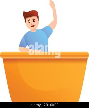 Boy at lesson icon. Cartoon of boy at lesson vector icon for web design isolated on white background Stock Vector