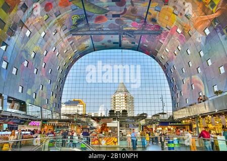 The colorful painting on the wall of Market Hall in Rotterdam, Netherlands Stock Photo