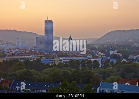 View over the city center of Jena with Intershop Tower and Michaeliskirche, Thuringia, Germany Stock Photo