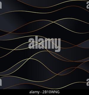 Abstract black waves background Gold glitters wave Stock Vector