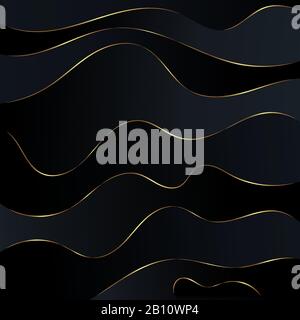 Abstract black waves background Gold glitters wave Holidays background Stock Vector