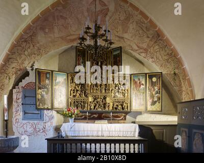 Antwerp altar of St. Mary's Church in Waase, Ummanz Island, Rügen, Mecklenburg-Vorpommern, Germany Stock Photo