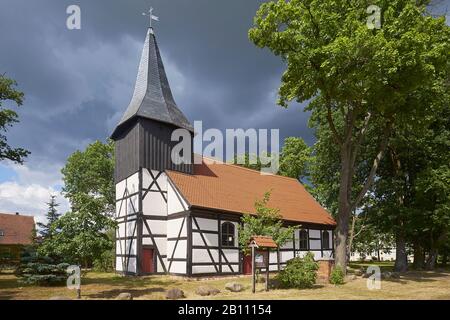 Half-timbered church in Grube / Bad Wilsnack, Prignitz, Brandenburg, Germany Stock Photo