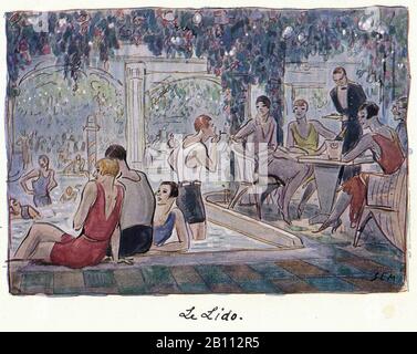 Le Lido -  Illustration by SEM (Georges Goursat 1863–1934) Stock Photo