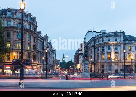 View from Trafalgar Square to Whitehall and Big Ben, London, Great Britain Stock Photo