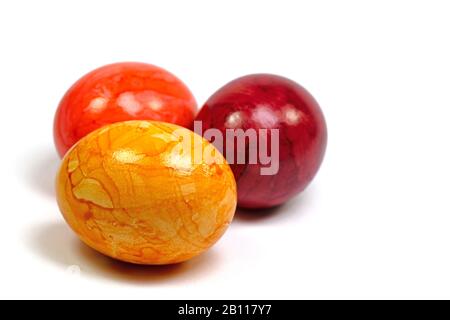Colorful easter eggs against white background Stock Photo