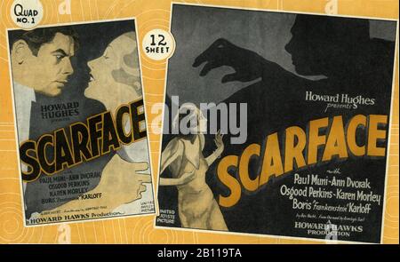 PAUL MUNI as Tony Camonte and KAREN MORLEY in SCARFACE 1932 directors HOWARD HAWKS and RICHARD ROSSON novel Armitage Trail screen story Ben Hecht producer Howard Hughes The Caddo Company / United Artists Stock Photo