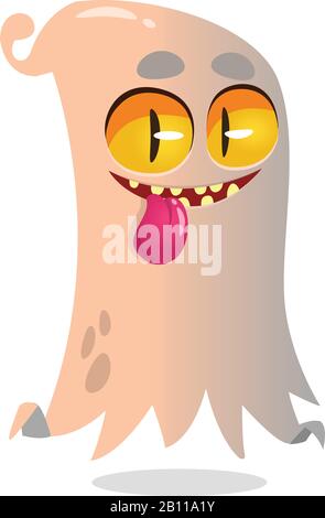 Halloween vector illustration of scary ghost on white background Stock Vector