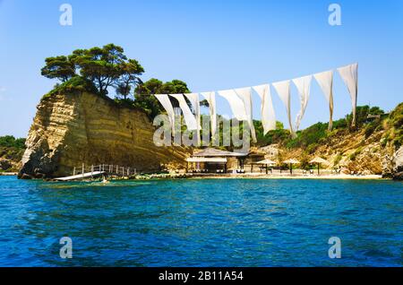 Cameo island at sunny day. Famous beach inside the bay of Cameo island near Zakynthos, Greece Stock Photo