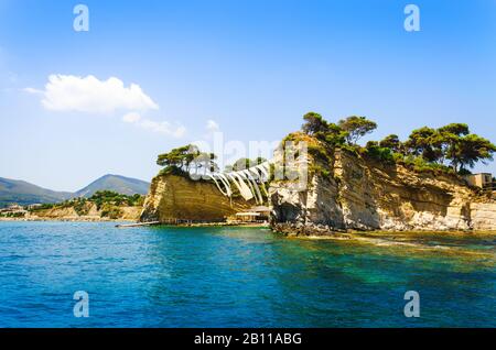 Sea view to Cameo island. Zakynthos, Greece. Summer time vacation. Stock Photo