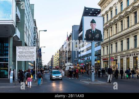 Checkpoint Charlie, Kreuzberg, Berlin, Germany Stock Photo