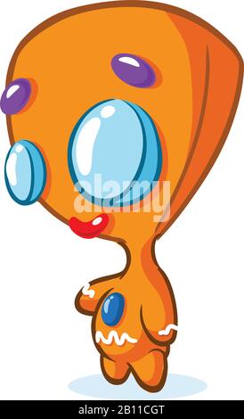 Gingerbread man Christmas cookie character isolated on white. Vector illustration Stock Vector